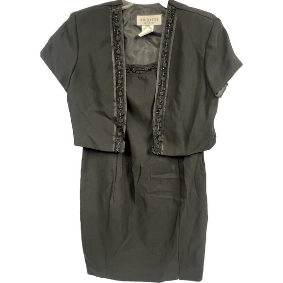 VTG J.R. NITES BY CALIENDO 2-piece Black Bolero Jacket Dress‎ Formal Sz. 14 - Picture 1 of 10